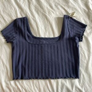 Offline ruffled blue crop top with tags size medium.